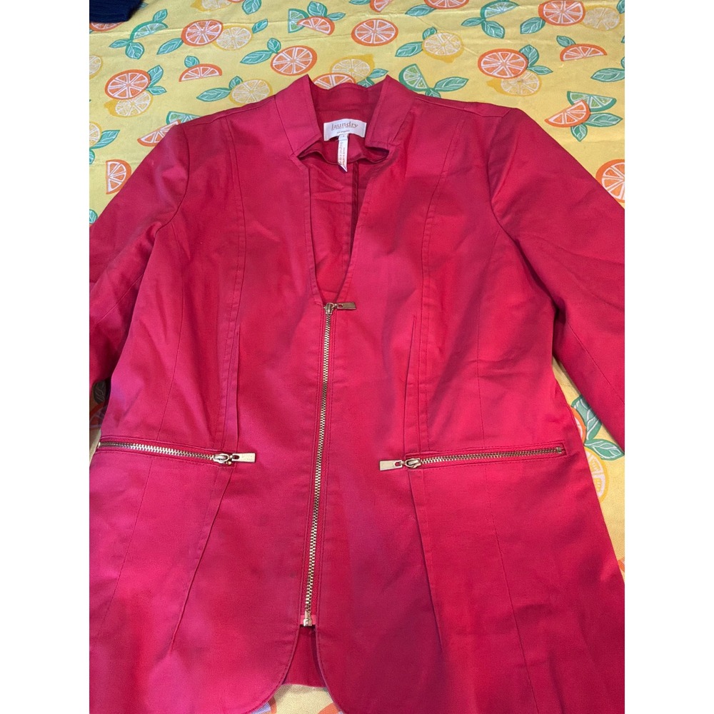 Laundry by Shelli Segal Zip Front Blazer Womens 4 Pink‎ Mandarin Collar